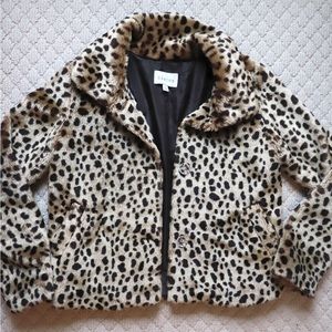 Sabine Faux Cheetah Print Fuzzy Jacket
